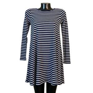 LA Made Revolve NWT Womens Mini Swing Dress Long Sleeve sz S Dark Striped NEW